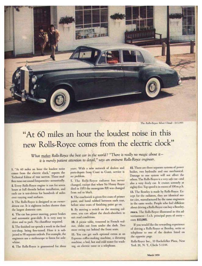 The Rolls-Royce Silver Cloud is parked on the street, and children are headed to the car with brown grocery bags.